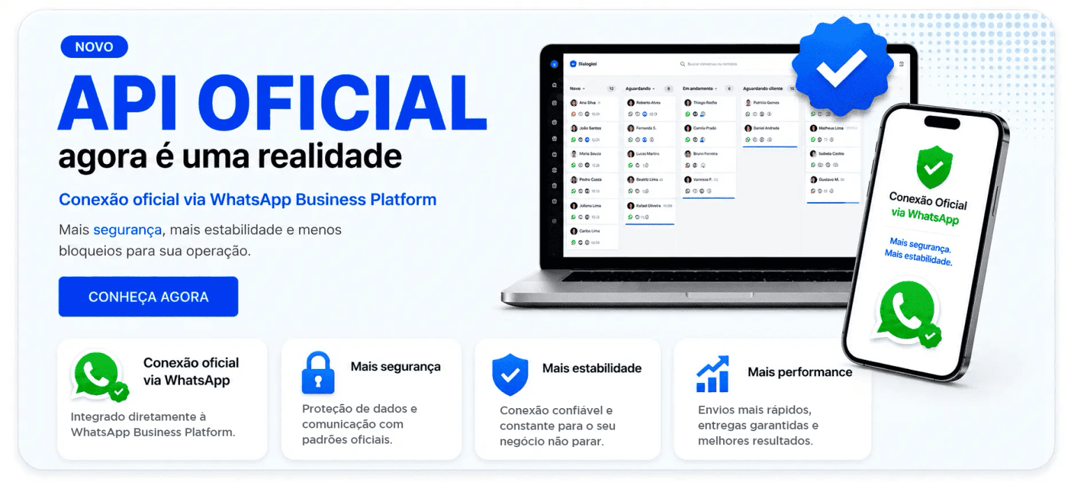 API Oficial no WaSpeed - conexão oficial via WhatsApp Business Platform, mais segurança, estabilidade e performance